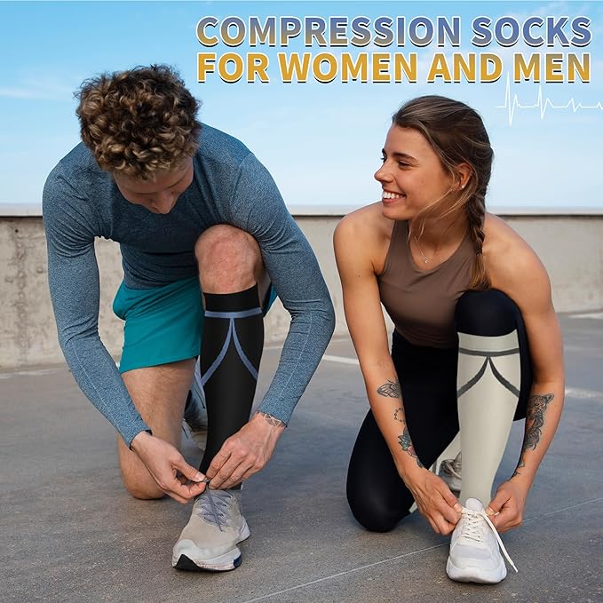 Graduated Copper Compression Socks for Men & Women Circulation 8 Pairs 15-20mmHg - Best for Running Athletic Cycling