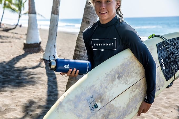 HYDRO CELL Stainless Steel Insulated Water Bottle with Straw - For Cold & Hot Drinks - Metal Vacuum Flask with Screw Cap and Modern Leakproof Sport Thermos for Adults (Navy 40oz)