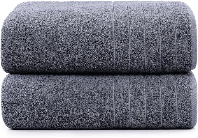 Casa Platino Bath Sheet Towels, 2 Pack Bath Sheet(36"x 72"), 100% Ring Spun Cotton Towels, Lightweight Towels for Bathroom, Absorbent Bathroom Towels, Quick Dry Bath Sheet, Soft Towel - Cool Grey