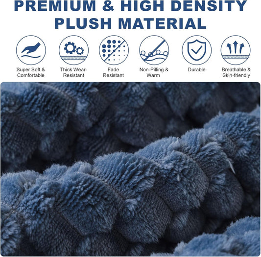 OTOB All Seasons Sofa Covers for 3 Cushion Couch Washable, Fuzzy Non Slip Kids & Pet Friendly Couch Cover Furniture Protector, Soft Plush Sofa Slipcovers Dog Bed Mats (Navy Blue, 31.5" x 70.9'')