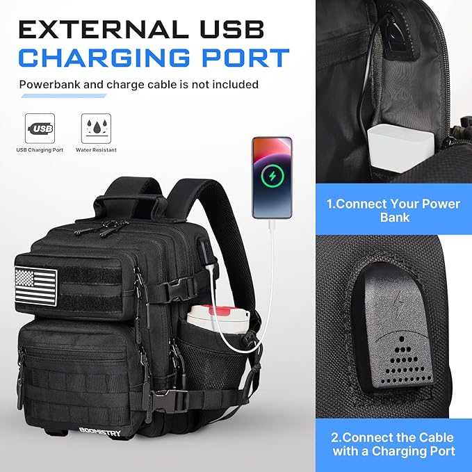 15L Mini Tactical Backpack Small Tactical Backpack for Men and Women, Military Backpack for Gym, Hiking, Daily (Black-15L)