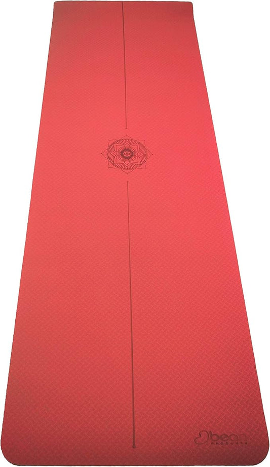 Bean Products SuperLite TPE Yoga Mat | Centering Mandala Design | Extra-long | Non-skid, Slip Resistant | Earth-friendly exercise gym mat | (6mm thick x 24” wide x 72” long)