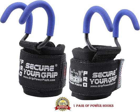 Weight Lifting Rod Hooks Heavy Duty Wrist Wraps Power Weight Lifting Training Gym Grips Straps Set of 2