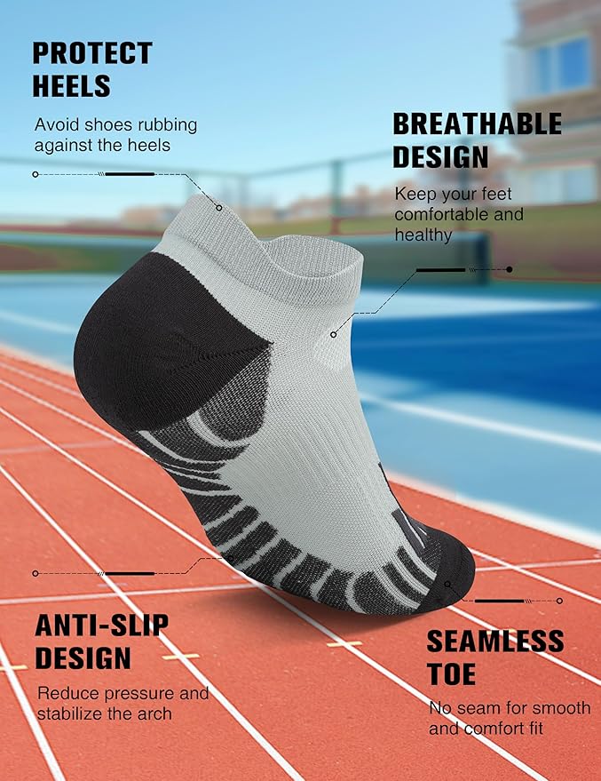 Compression Athletic Running Socks: Men Women's Low Cut Ankle Socks for Sport Enthusiasts Hiking Cycling Basketball