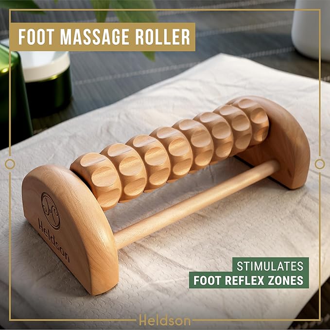 HELDSON® Wooden Therapy Massage Tools [6 Pieces] - Wood Rollers for Body Sculpting - Lymphatic Drainage Massager - Cellulite Tool - Maderoterapia Kit - Back Rolling Stick - Wellness Gifts Women, Men