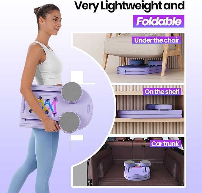 Foldable 5-in-1 Portable Pilates Board - at-Home Pilates Kit with Resistance Bands - Portable Pilates Reformer Sliding Fitness Platform for Abs, Core, Thighs & Full-Body Training (330 lb Capacity)