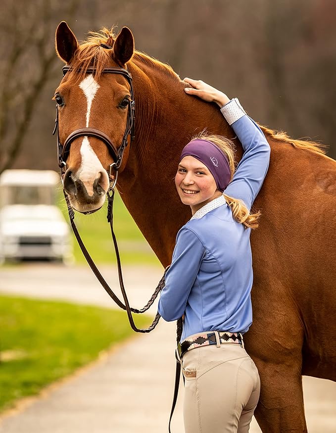 Equestrian Headbands Designed to Wick Moisture and Protect Hair Under Helmets, for Horseback Riding, Biking, and Securing Ear Buds