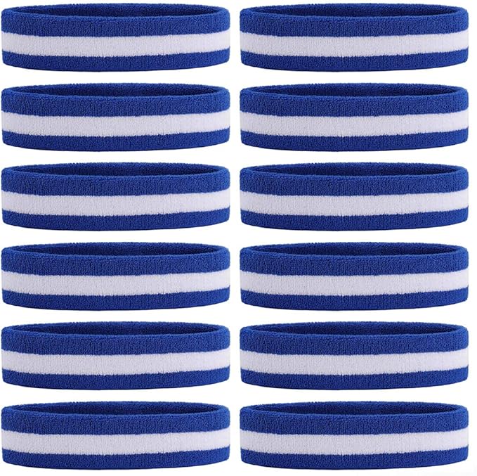 ONUPGO Sweatband Headbands for Men & Women -12PCS Sports Headbands Moisture Wicking Athletic Cotton Terry Cloth Headband for Tennis,Basketball,Football,Gym,Working Out