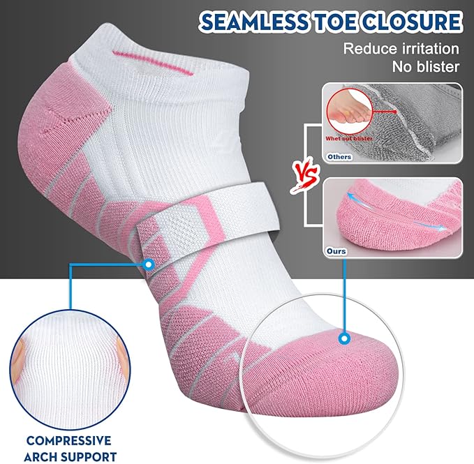 Hylaea Athletic Running Socks Cushion Padded Moisture Wicking Low Cut