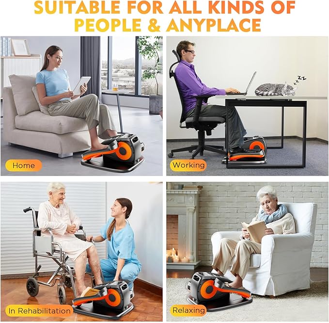 Under Desk Elliptical Machine, Electric Ellipse Leg Exerciser As Seen On TV with 12 Speed for Seniors,Portable Foot Leg Exerciser, Mini Seated Pedal Exerciser for Home Office