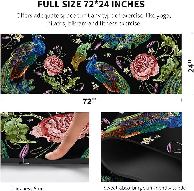 nuveti Yoga Mat Print Extra Thick TPE Non Slip Fitness Exercise Mat with Carrying Bag,72"x24" Extra Thick 6MM Exercise & Workout Mat for Yoga, Pilates Fitness and Floor Exercises