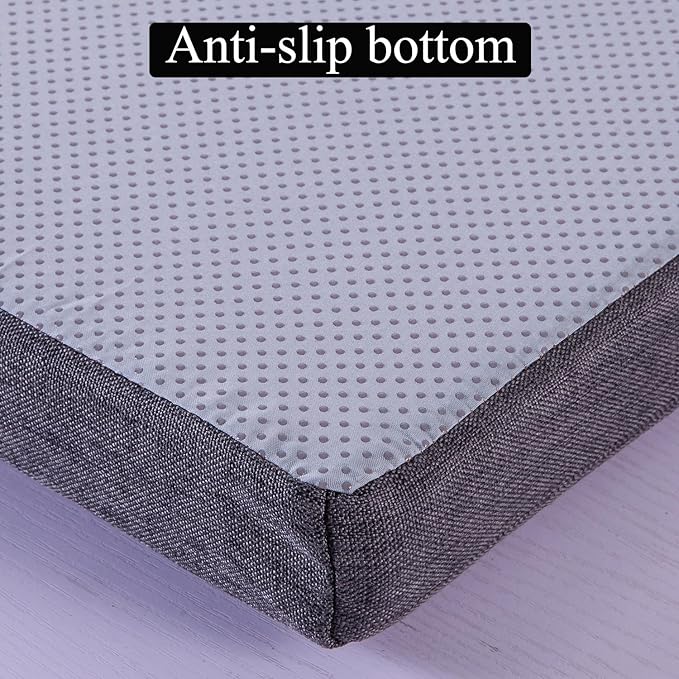 Custom Long Dining Bench Cushion for Indoor Furniture Non-slip Rectangle Window Seat Cushions 60 x14 Inch, Gray