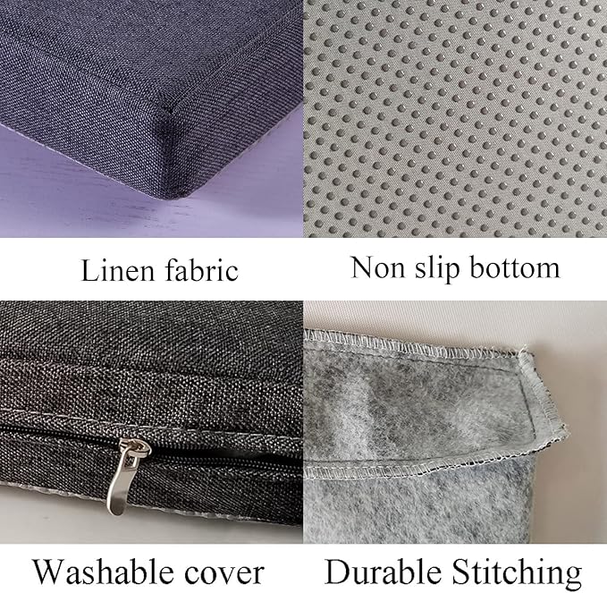 Bench Seat Cushions Memory Foam Chair Pads Non-Slip Rubber Back Indoor Swing/Settee Cushion 44 x14 Inch, Grey