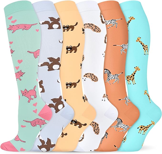 Graduated Compression Socks for Women&Men 20-30mmhg Knee High Socks Travel Hiking Running Stocking