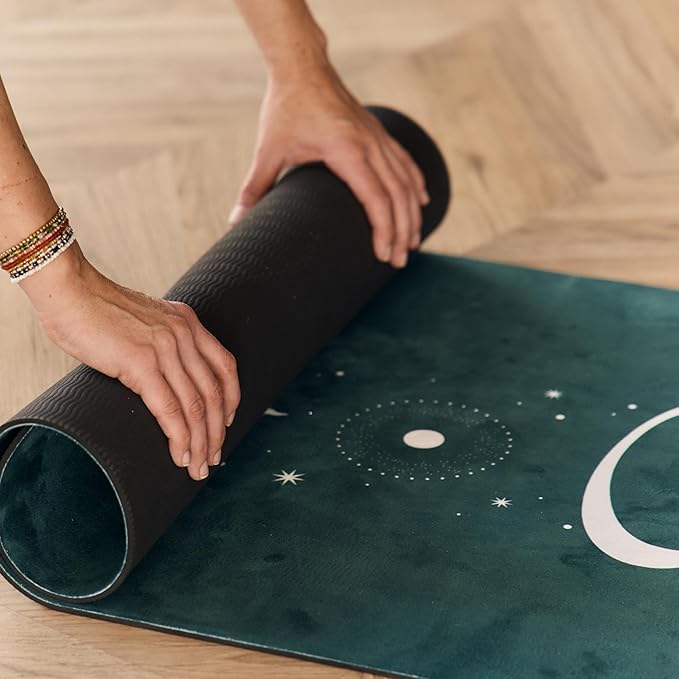 Yoga Mat 5mm Non Slip Suede & TPE - Eco-Friendly Fitness & Exercise Mat for Home Gym, Pilates, Gaiam, Hot Yoga, and Meditation - Lightweight Durable 72 x 24 inch Workout Mat for Women & Men