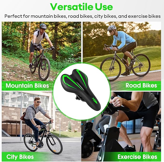 New Gel Bike Seat for Men & Women, Mjkeomo Waterproof Bicycle Seat Breathable Mountain Bike Saddle Gel Bicycle Saddle for MTB, BMX, Road Bike, City Bikes, Exercise Bikes