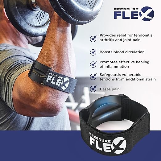 Tennis Elbow Brace for Men - Golfers Elbow Brace for Men, Forearm Compression Tendonitis Relief Arm Band, Adjustable Strap with Pressure Ridge Bar, Forearm Support Strap for Quick Recovery