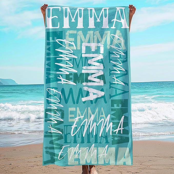 JML Personalized Beach Towel with Name, Custom Beach Towel with Name, Customized Microfiber Pool Towel, Quick Dry & Absorbent Swim Towel for Adult,Anniversary, Birthday, Summer Holiday,Vacation