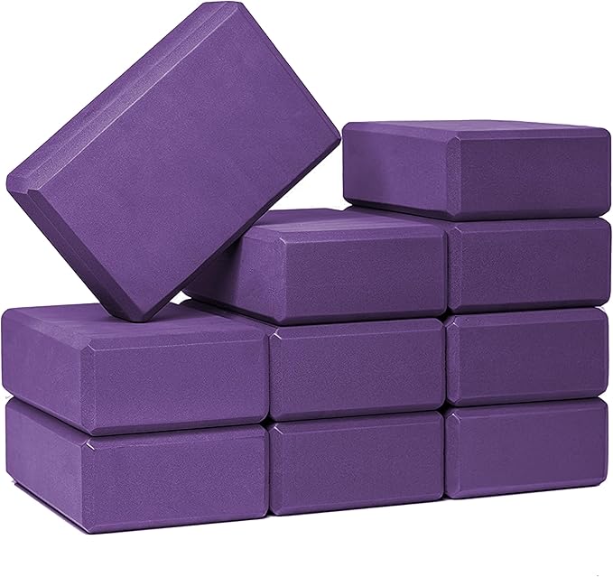 Hello Fit 3" Yoga Block, 10 Pack Bulk EVA Foam Yoga Blocks, Firm and Supportive Yoga Brick, Balance Foam for Stretching, Pilates, and Workout, 3" x 6" x 9"