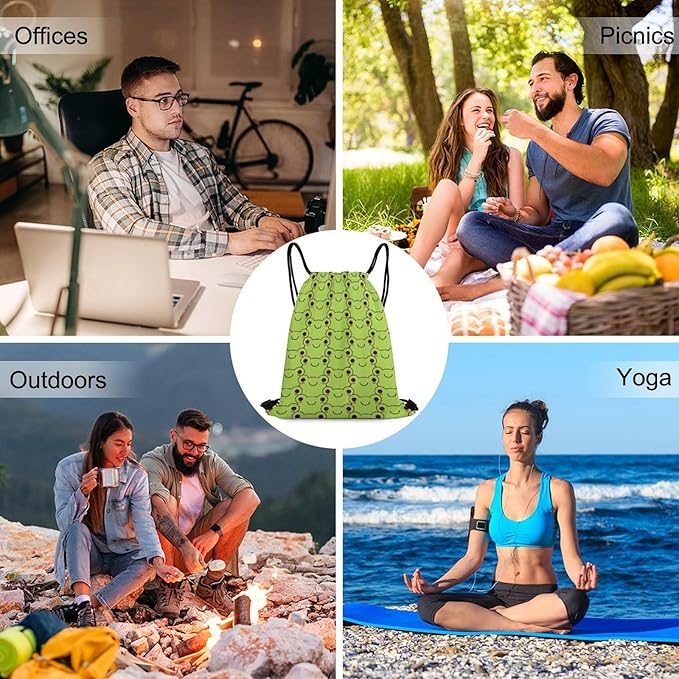 Frog Drawstring Backpack - Cute Cinch Sack, String Backpacks for Kids Women Men Boys Girls for Gym Outdoor Sports Travel Athletic Drawstring Bag - Lightweight/Foldable