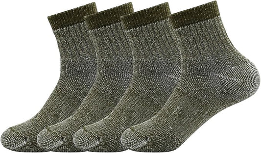 Caudblor Men's Merino Wool Hiking Socks-Thermal Warm Crew Winter Ankle for Trekking,Cycling,Multi Performance,4 Pack