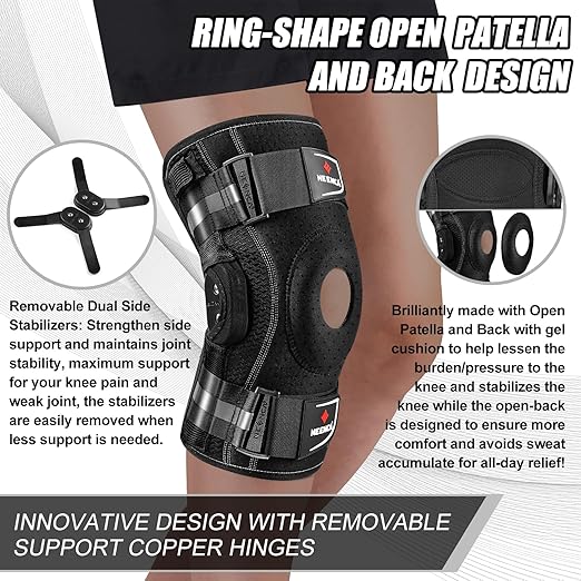 NEENCA Professional Knee Brace, Adjustable Hinged, with Removable Side Stabilizers, Strong Stability for Joint Pain Relief, Arthritis, Meniscus Tear, ACL, PCL, Runner, Sports
