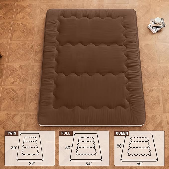 Dr.Futon Japanese Floor Futon Mattress Extra Thick Folding Roll Up Bed Topper Mat for Guest,Lounger and Tavel