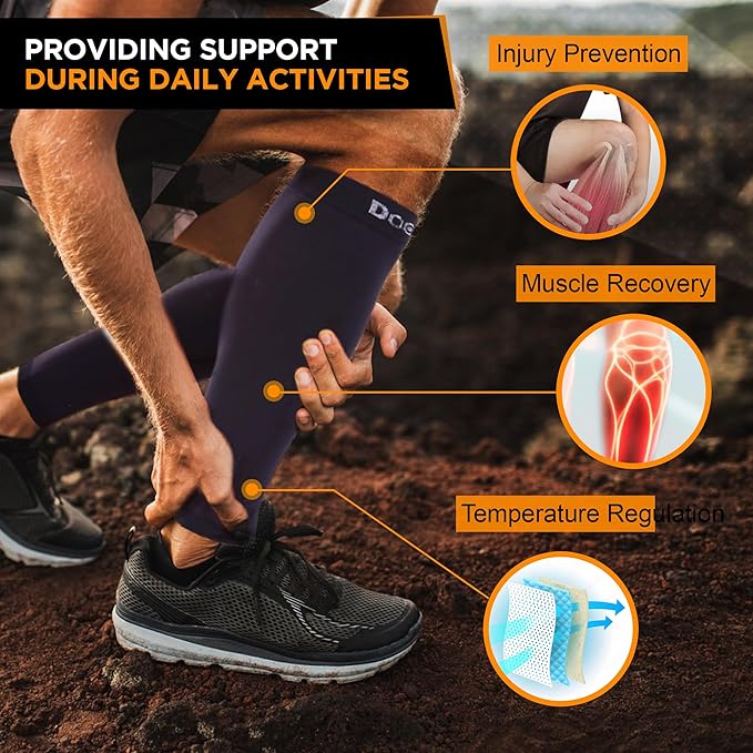 Doc Miller Compression Calf Sleeve for Men & Women, Premium Medical Grade, 15-20mmHg Graduated Support for Running, Calf Tear, Shin Splints, Knee High, Calf Sleeves, 1 Pair