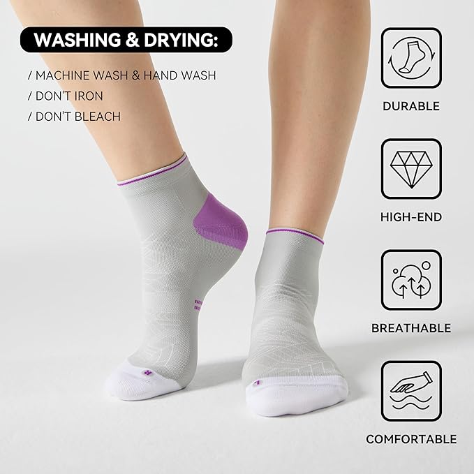 CS CELERSPORT 2/5 Pairs Ankle Compression Socks for Men and Women Running Athletic Socks