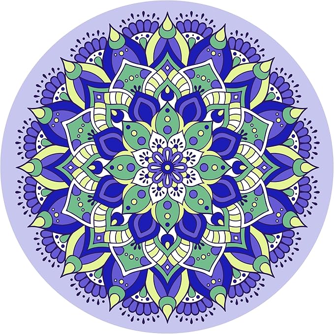 nuveti Large Meditation Mat Round Yoga Mat Pilates Yoga Mat 3.5mm Thick Natural Tree Rubber Base Non Slip, Extra Thick Grip. Thicker, Longer, and Wider for More Comfort and Support（55''x55''）