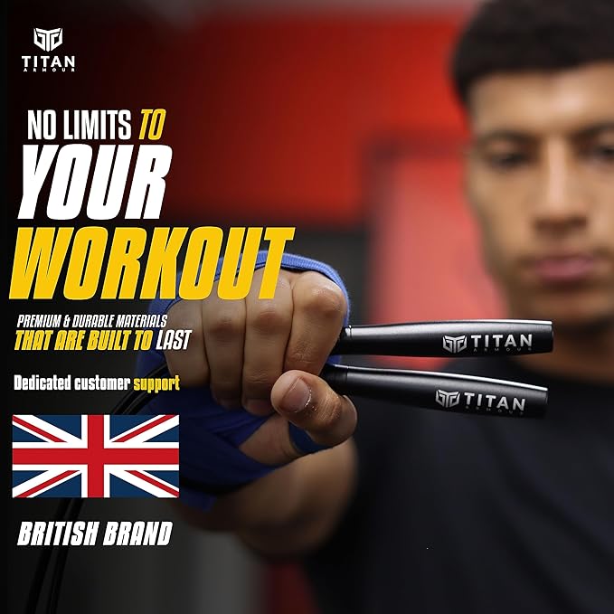 Titan Armour® Speed Rope - Professional Self-Locking & Adjustable, Adult Speed Jump Rope | 2 x Steel Ropes, Cable Protector & Travel Case | Jump Rope Crossfit, Boxing, Fitness MMA for Men & Women