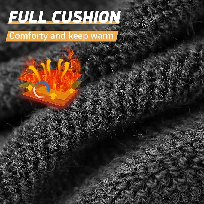 Iseasoo Warm Knee High Socks for Women & Men - Thick Thermal Cotton Boot Socks, Non-Slip Winter Hosiery for Ski & Hiking