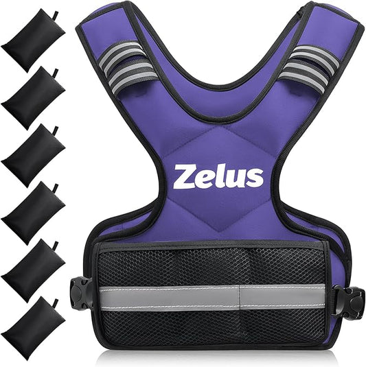ZELUS Weighted Vest for Men and Women | 4-10lb/11-20lb/20-32lb Vest with 6 Ironsand Weights for Home Workouts | Adjustable Body Weight Vest Exercise Set for Cardio and Strength Training