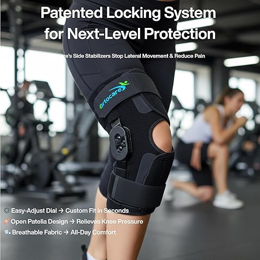 Hinged Knee Brace for Women/Men - Adjustable Knee Immobilizer with Locking Side Stabilizers for ACL/PCL/MCL Ligament Injuries, Meniscus Tear, Arthritis, Post Surgery Recovery