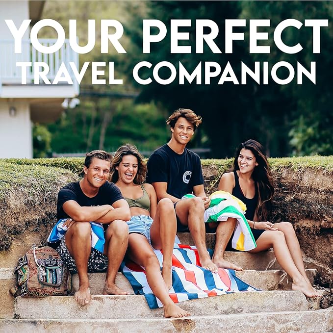 Dock & Bay Beach Towel - Quick Dry, Sand Free - Compact, Lightweight - 100% Recycled - Includes Bag - Summer - Rainbow Skies - Large (160x90cm, 63x35)