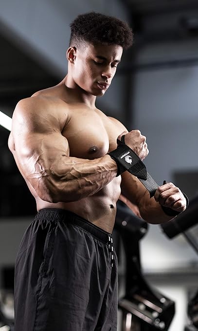 Fitgriff® Wrist Wraps for Weightlifting (18") Heavy-Duty Support for Gym, Bench Press, and Pushups (1 Pair) - for Men and Women (Black Original)