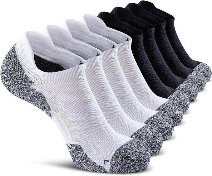 CWVLC No Show Sports Compression Socks for Men Women with Cushion (4/8 Pairs)