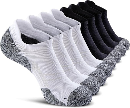 CWVLC No Show Sports Compression Socks for Men Women with Cushion (4/8 Pairs)
