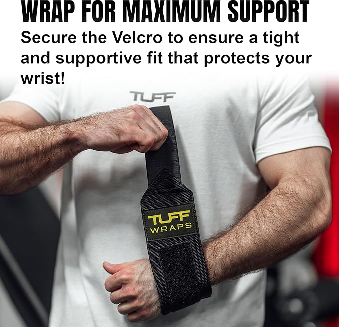 TuffWraps 16" Wrist Wraps: No Thumb Loops, Quality Gym Wrist Wraps for Weightlifting, Bench Press, Powerlifting, and Cross-Training—Try The Belt Loop Tightening System