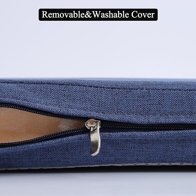 Custom Long Dining Bench Cushion with Ties for Indoor Furniture Non-Slip Rectangle Window Seat Cushions 60 x12 Inch, Navy Blue