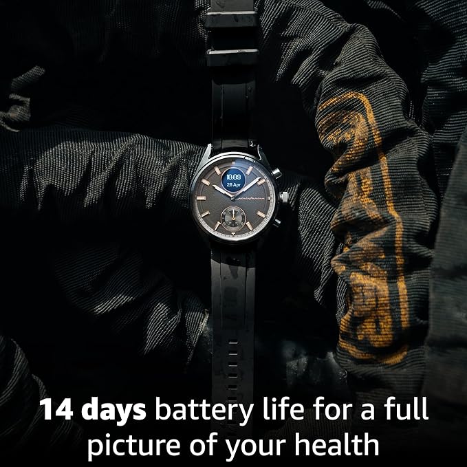 pininfarina Hybrid Sintesi Smart Watch, Heart Rate Monitoring, Fitness Tracker, Genuine Leather Strap, Sleep Monitoring, GPS Tracker, 30-Day Battery Life, Android & Apple Compatible