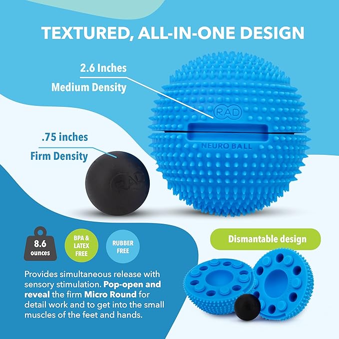RAD Neuro Ball – Foot Roller & Textured Massage Ball for Myofascial Release, Plantar Fasciitis, Hands & Face – Spiky Therapy Tool for Muscle Relief