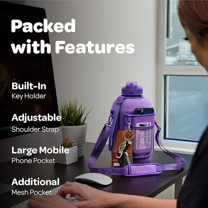 Hydracy Water Bottle with Time Marker -Large BPA Free Water Bottle & No Sweat Sleeve -Leak Proof Gym Bottle with Fruit Infuser Strainer & Times to Drink -Ideal for Fitness Sports & Outdoors