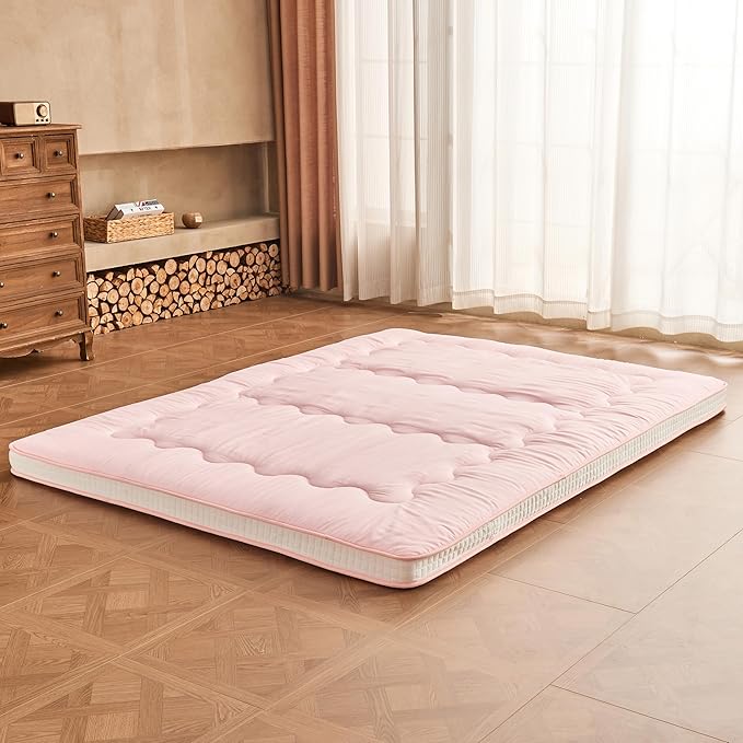 Dr.Futon Japanese Floor Futon Mattress Extra Thick Folding Roll Up Bed Topper Mat for Guest,Lounger and Tavel