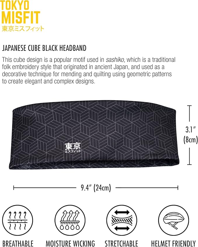 Tokyo Misfit - Japanese Headbands for Men & Women, Sweat Band, Workout, Yoga, Fashion, Running, Sports, Basketball, Bandana