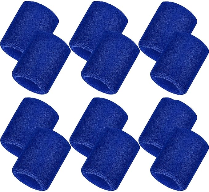 12 Pack Sweatbands Sports Wristband Cotton Sweat Band for Men and Women, Good for Tennis, Basketball, Running, Gym, Working Out
