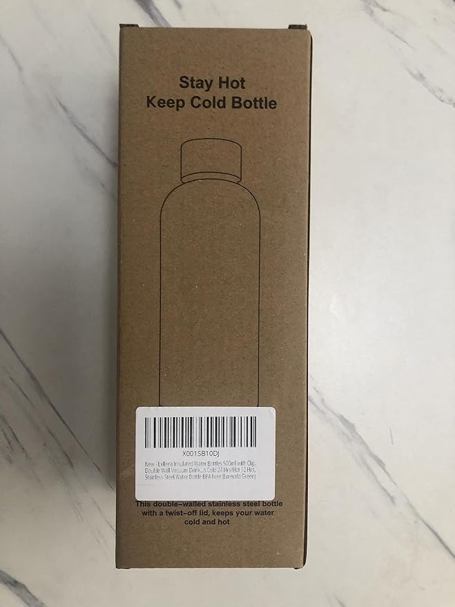 Slim Insulated Water Bottles for Travel 18oz with Clip, Double Wall Vacuum Stainless Steel Water Bottle Keeps Drinks Cold 24 Hrs/Hot 12 Hrs, 100% Leakproof, BPA Free(Emerald Green)