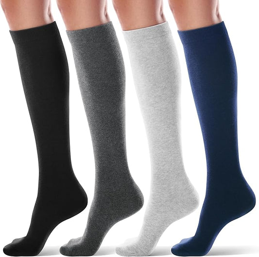 FITRELL Women's Knee High Socks Outdoor Sport Athletic Socks Casual Stripe Tube Socks 1-4 Pack