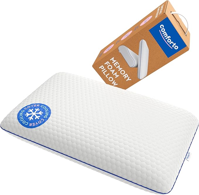 Classic Memory Foam Pillow – Classic Size Cooling Cervical Neck Pillow – Firm Support for Side, Back Sleepers, Pain Relief Pillow for Snoring – Shoulder Tension Bed Sleeping