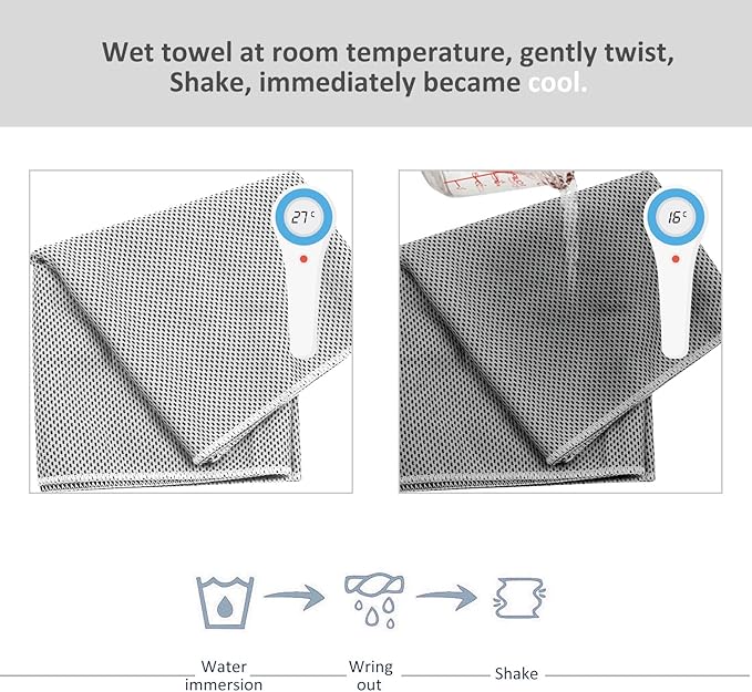 Biange Cooling Towels (40"x 12", Pack of 30) for Neck and Face, Cold Towel for Hot Weather, Sports, Workout, Fitness, Gym, Yoga, Golf, Pilates, Travel, Camping & More